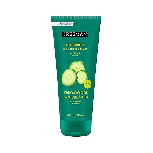 Freeman Renewing Peel-Off Gel Mask, Cucumber Peel-Off Face Mask, Aloe Calms Irritation & Hydrates, Facial Mask For All Skin Types, Cruelty-Free, No