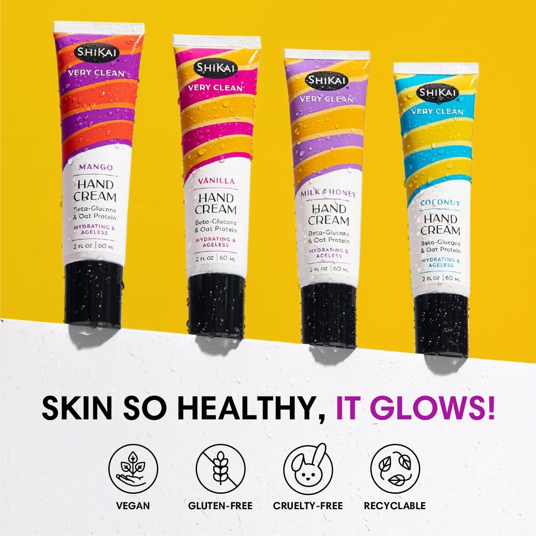 ShiKai Very Clean Hydrating Hand Cream (Vanilla, 2 oz) | Moisturizer Lotion for Dry Skin | For Nourished, Hydrated Hands