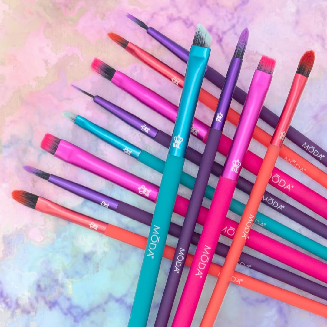 MODA Bold Artistry Makeup Brush 12pc Kit - Vegan and Cruelty-Free Synthetic Brushes