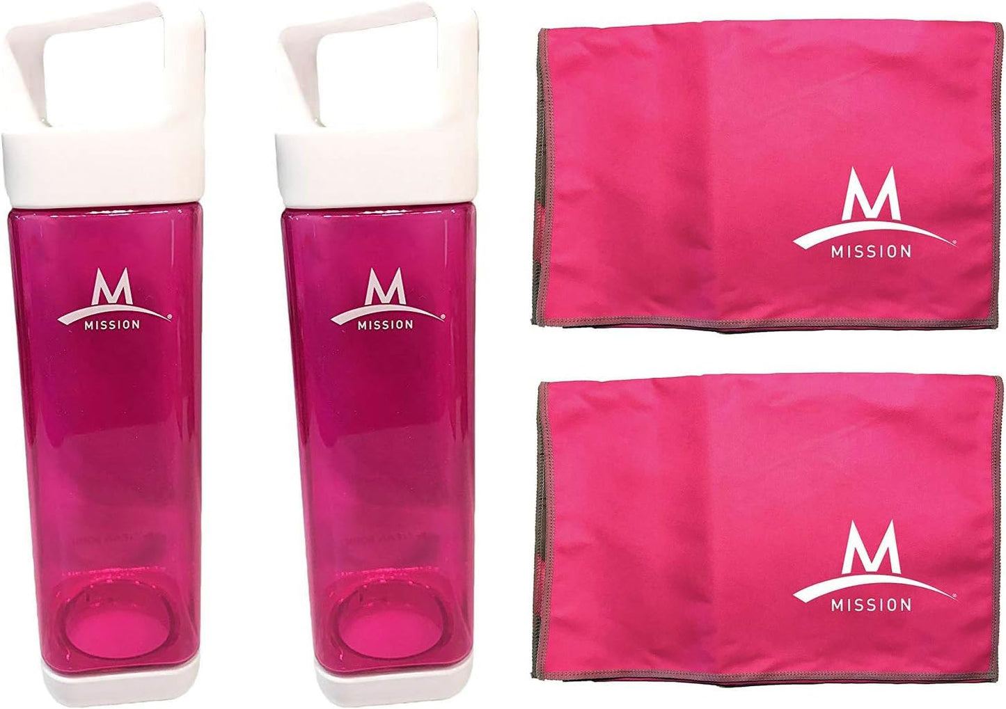 MISSION Fuel & Cool - Set of 2 Water Bottles & Cooling Towels (Pink)