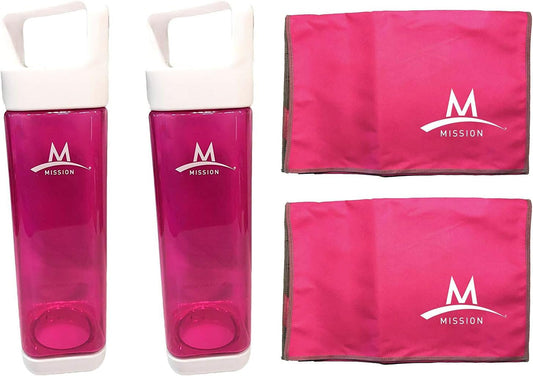 MISSION Fuel & Cool - Set of 2 Water Bottles & Cooling Towels (Pink)