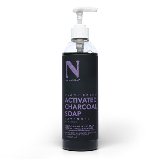 Dr. Natural Activated Charcoal Liquid Soap - Anti Acne and Blemishes - Deep Cleansing Body Wash - Gentle Body Soap for Clear Skin - Lavender - 16 oz