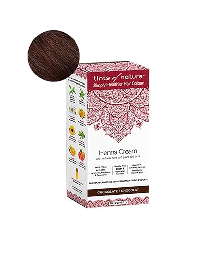 Tints of Nature Chocolate Semi-Permanent Henna Cream Hair Colour, Ammonia-Free and 95% Natural, 2.37 fl oz
