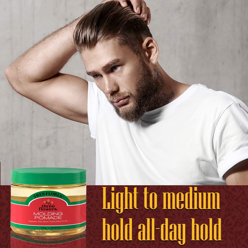 Three Flowers Tres Flores Molding Hair Styling Cream Pomade, for All Hair Types - 6 Oz (2 Pack)