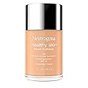 Neutrogena Healthy Skin Liquid Foundation Makeup Broad Spectrum SPF 20 Sunscreen, Medium Coverage, Vit B5, Antioxidants, All Day Wear, Tan 340W, 1 fl.
