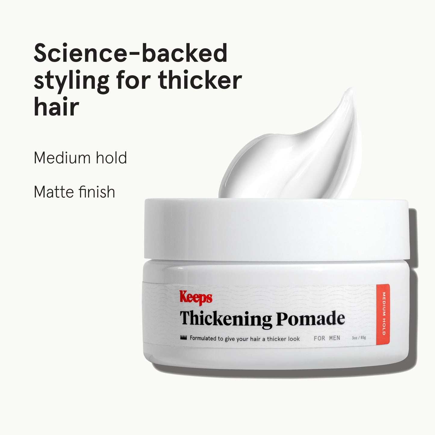 Keeps Thickening Pomade for Men - Matte Finish Medium Hold Styling Pomade - Biotin Hair Styling for Fuller Thicker Looking Hair - Ethanol & Propylene