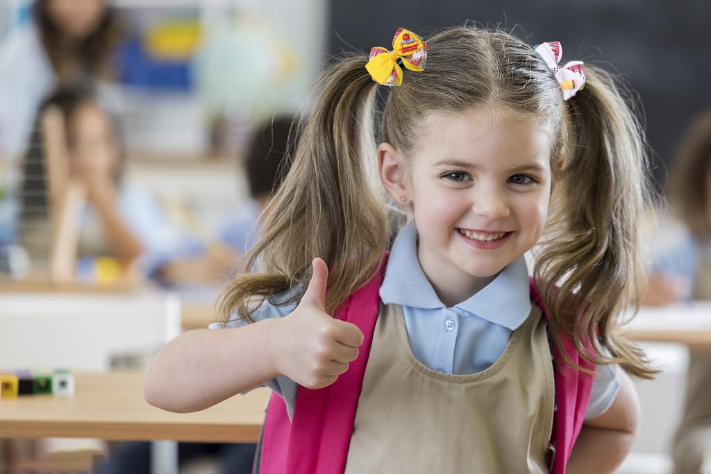 4pcs Back to School Hair Bows Clips for Girls - Yellow Apple Pen Blackboard Barrette, Colorful Hair Bow Accessories for First Day of School