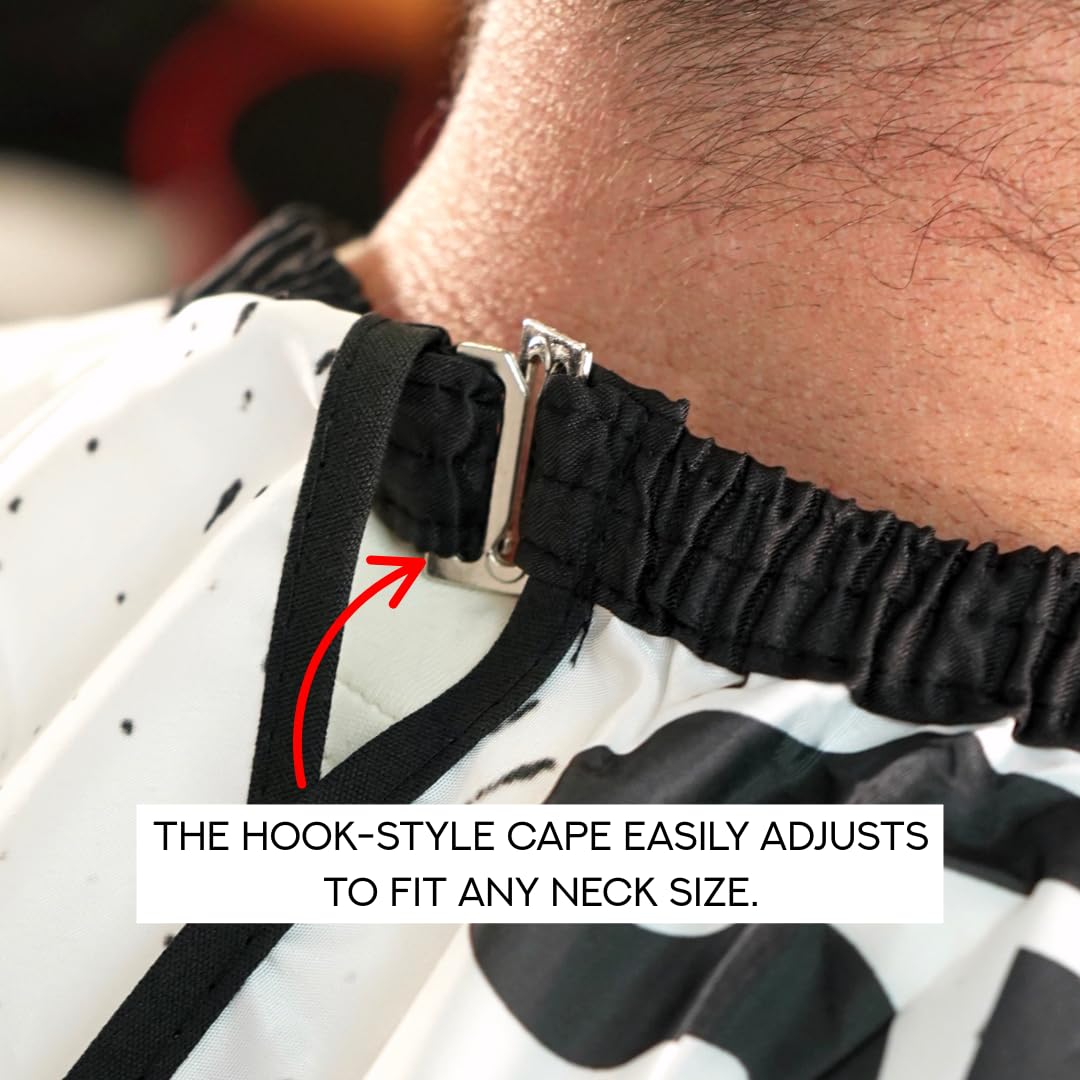 Supreme Trimmer Premium Barber Cape | Professional Hair Stylist Waterproof, Hook Closure Cape; Salon, Barber, or Home Use | Ghost Ink