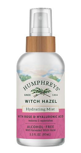 Humphreys Witch Hazel Hydrating Toner Mist Spray | Balancing & Hydrating Facial Toner | Alcohol-Free | Wild Harvested Witch Hazel | Soothing Rose