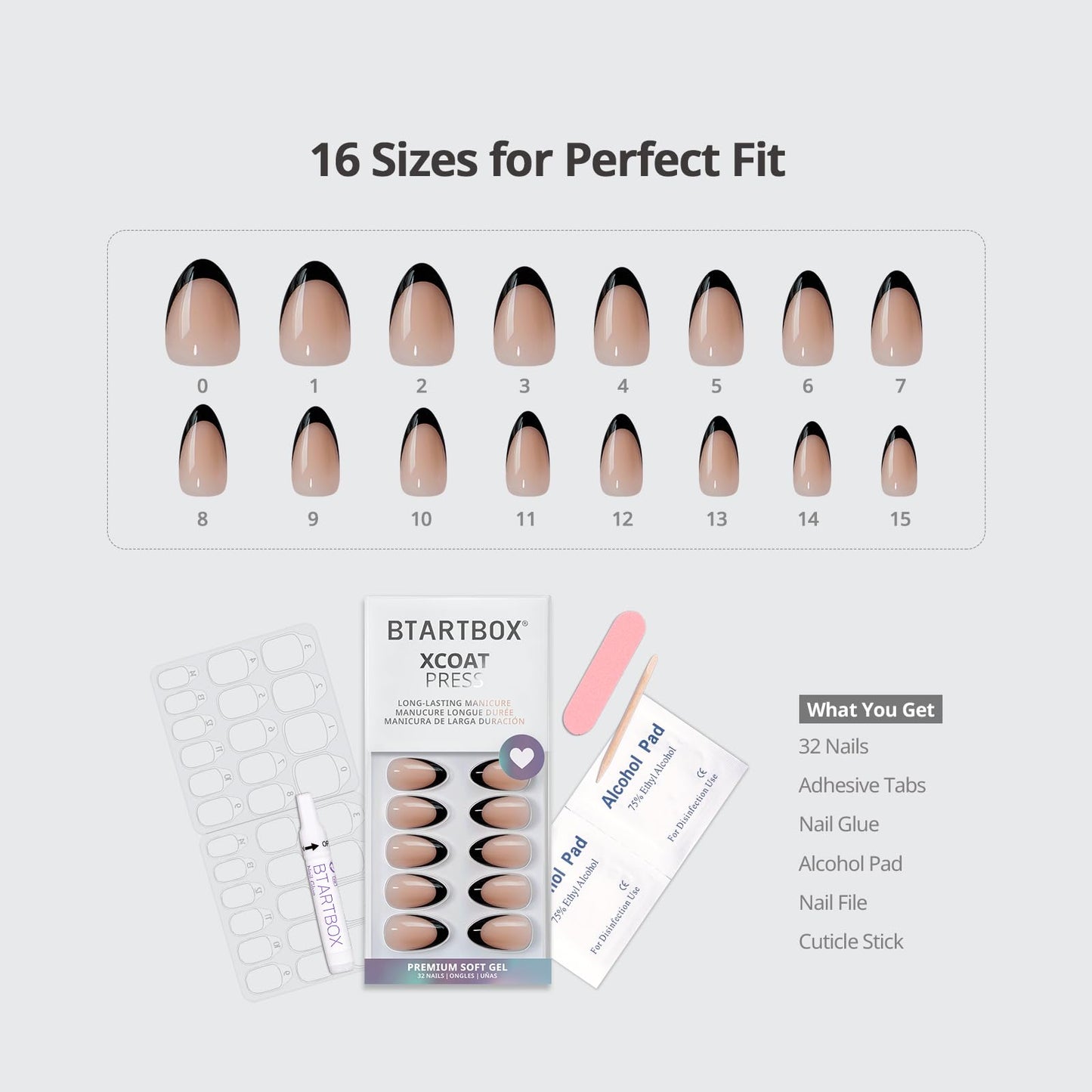 BTArtbox Press On Nails Medium - Golden Age, Lamp-Curable Almond Spakly French Tip Press On Nails with Glue and Adhesive Tabs for Women, Soft Gel Glue Beauty and Personal Care BTArtbox