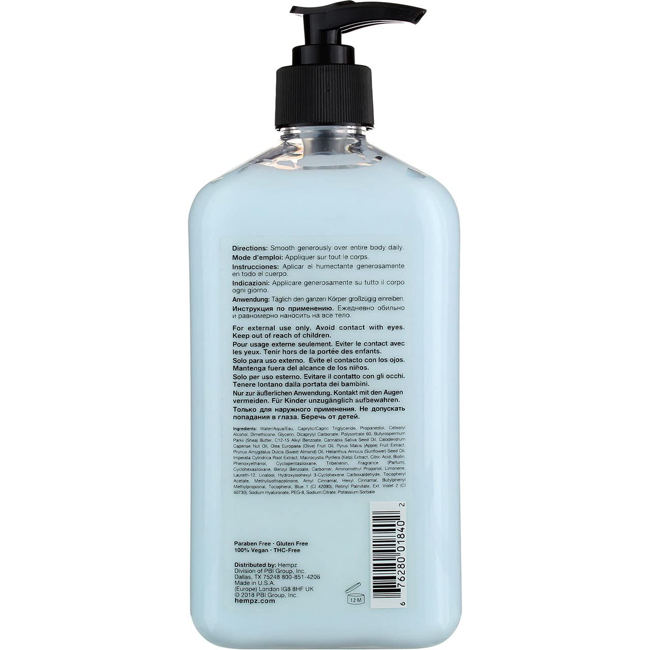 Hempz Body Moisturizer Triple Moisture 17 Ounce Pump (500ml) (Pack of 6)