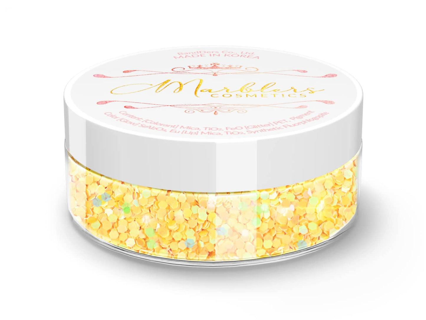 MARBLERS Mermaid Shaped Face & Body Glitter [Yellow] 0.18oz (5g) | Chunky | Chopped | Flake | Non-Toxic | Vegan | Cruelty-Free | Festival, Rave