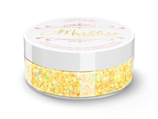 MARBLERS Mermaid Shaped Face & Body Glitter [Yellow] 0.18oz (5g) | Chunky | Chopped | Flake | Non-Toxic | Vegan | Cruelty-Free | Festival, Rave
