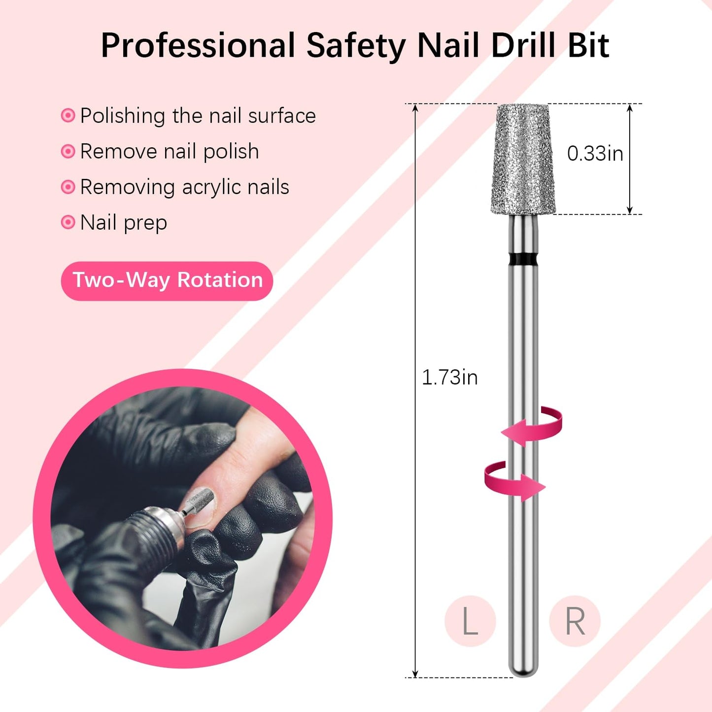 Rolybag Cuticle Nail Drill Bits Tapered Barrel Cuticle Drill Bit for Nail Diamond Drill Bits 3/32” Professional Safety Cuticle Clean Drill