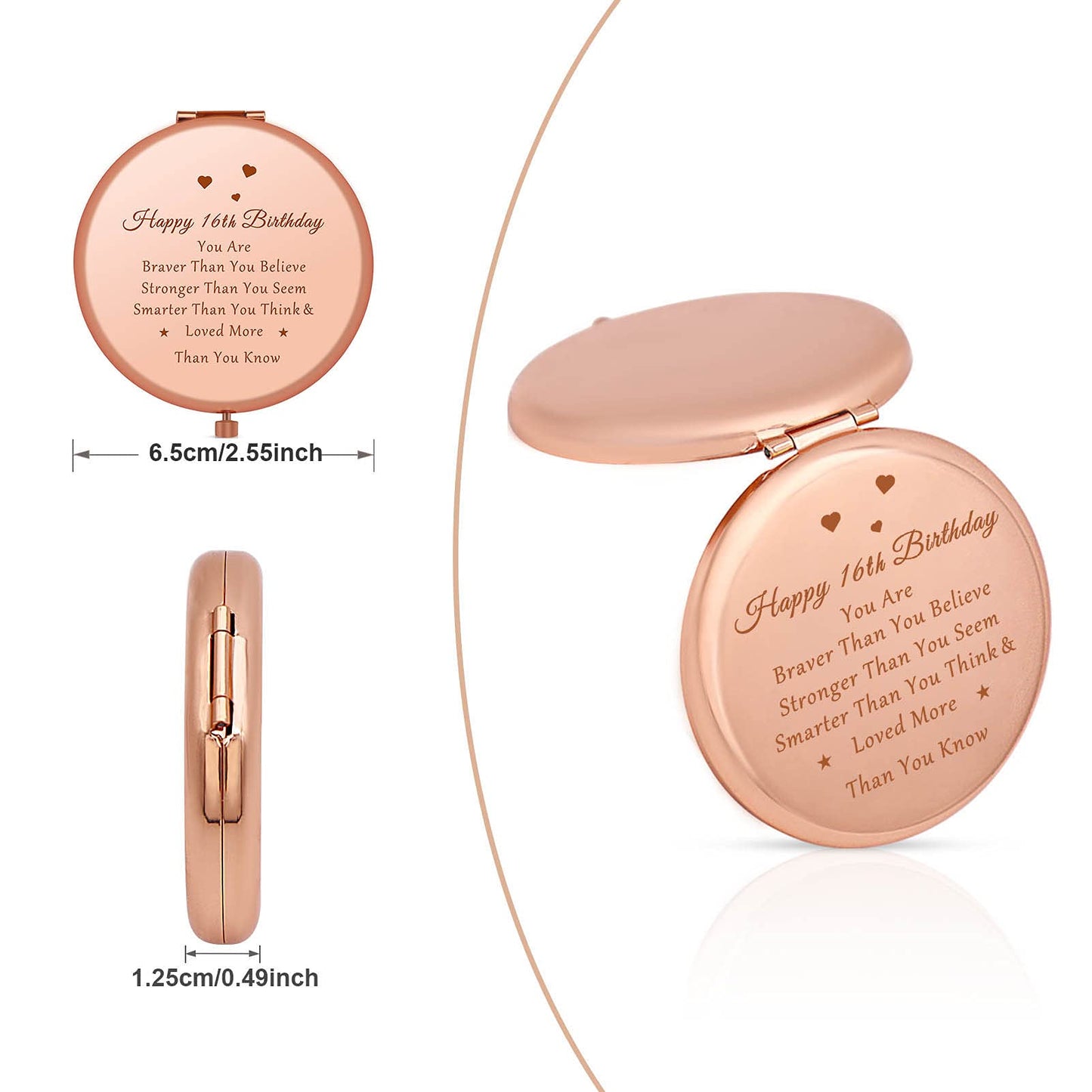 Jielahua 16th Birthday Gifts for Girl Sweet 16 Year Old Birthday Gifts Ideas for Girls Daughter Granddaughter Niece Travel Mirror Compact Makeup
