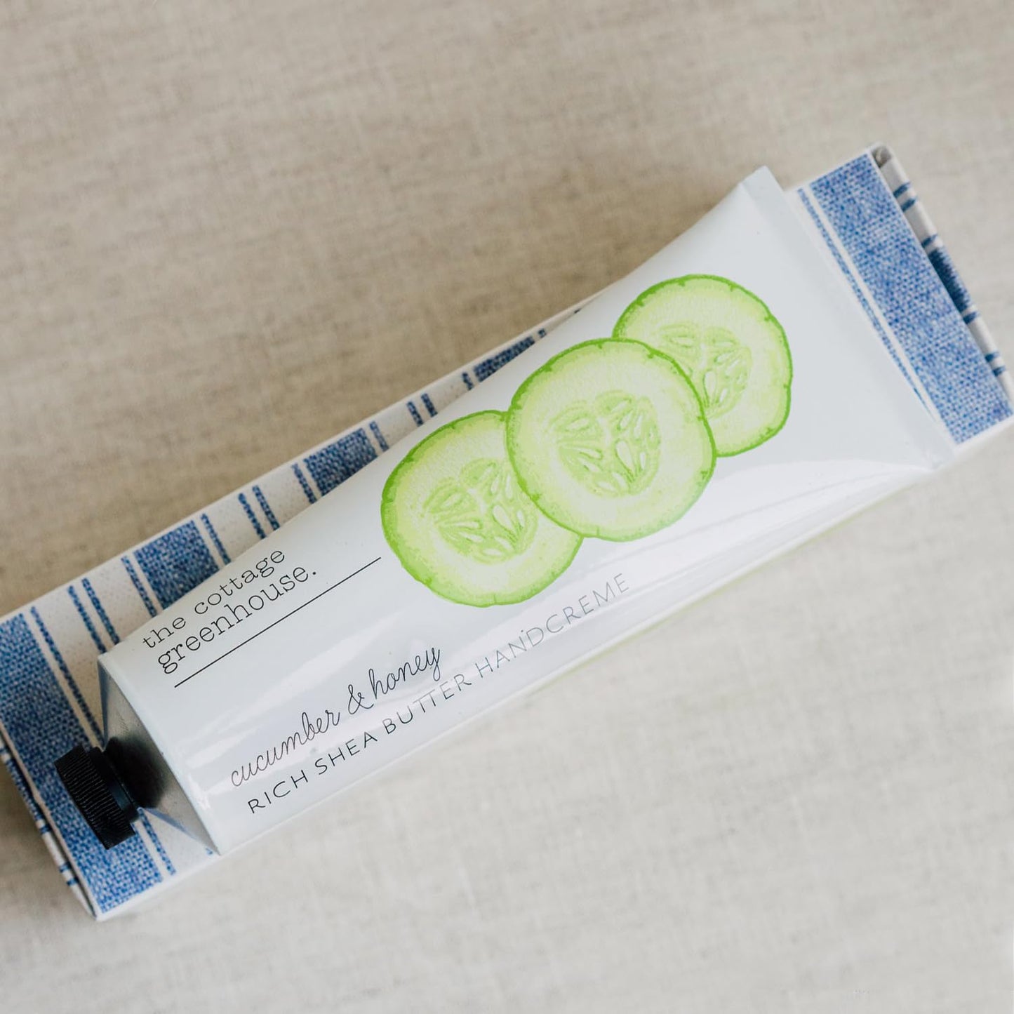 The Cottage Greenhouse Cucumber & Honey Handcreme, 4 oz, Hydrating & Moisturizing Hand Cream for Dry, Cracked Hands, Luxury Purse Essential Lotion