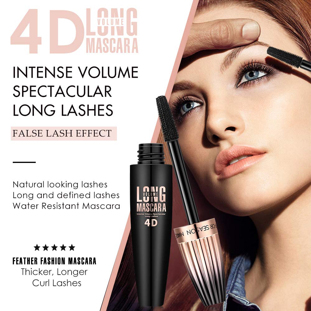4D Silk Fiber Lash mascara, Waterproof Mascara Black Volume and Length, Natural Lengthening and Thick, Smudge-Proof,No Clumping, Instantly Create Beauty and Personal Care Mcukv