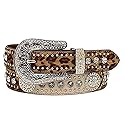 Nocona Women's Calf Hide And Leopard Print Bling Belt Brown Medium