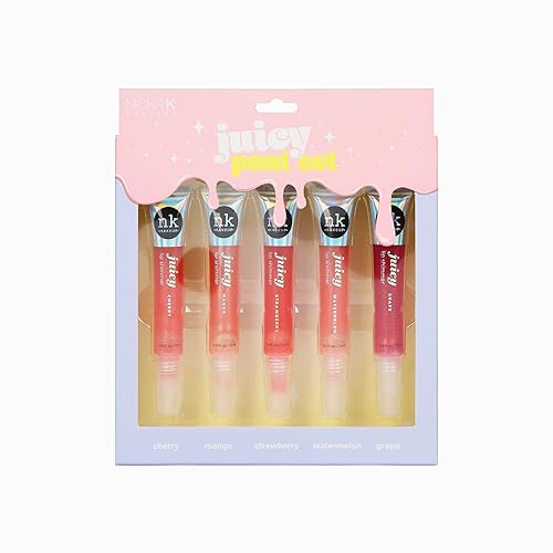 NICKA K NEW YORK Juicy Lip Glam, Lip Shimmer, Vibrant, Brilliant Sparkle, Weightless Shimmery Lip Gloss (Juicy Pout Set)