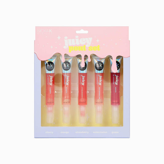 NICKA K NEW YORK Juicy Lip Glam, Lip Shimmer, Vibrant, Brilliant Sparkle, Weightless Shimmery Lip Gloss (Juicy Pout Set)