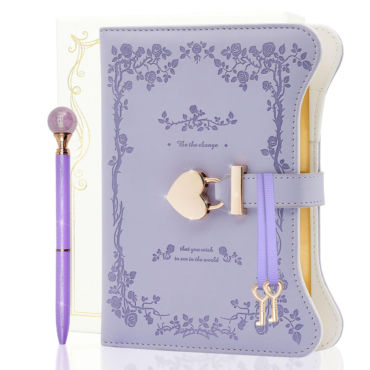hi! SCI Girls Diary with Lock & Keys – 360 Page Journal with Pen, Cute Lavender Purple Set, Gift for Teen Girls Ages 8–14