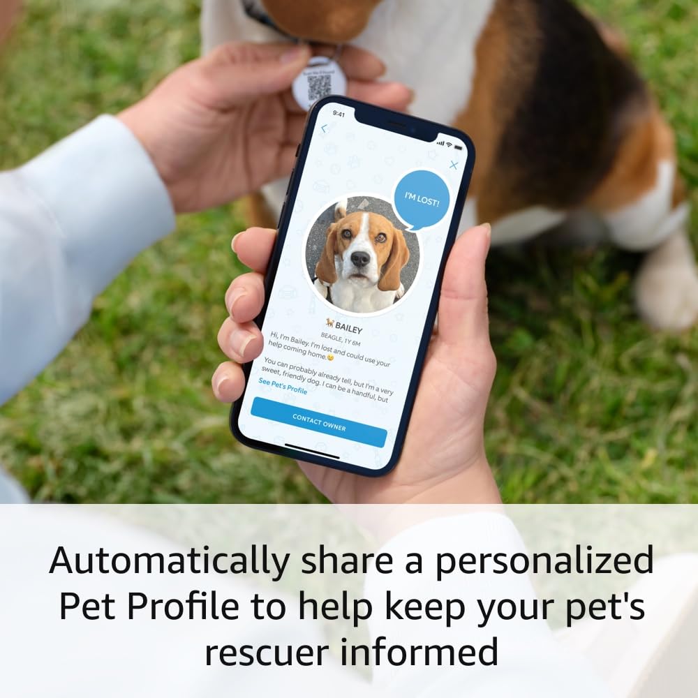 Ring Pet Tag with QR Code - Easy Setup, Real-Time Scan Alerts, Shareable Pet Profile, No Subscription or Fees