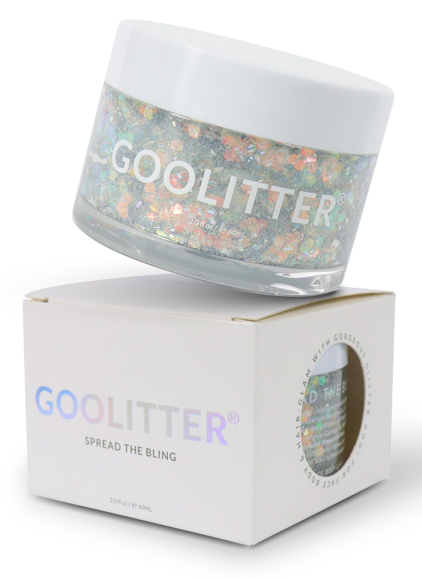 Goolitter Face, Body & Hair Holographic Clear White Glitter Gel [Snowy Cloud] 2oz (60mL) | Chunky | K-Beauty | Halloween, Festival, EDM, Rave, Party