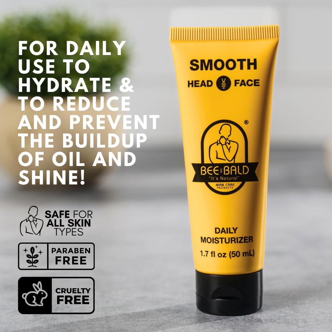 Bee Bald SMOOTH Daily Moisturizer Hydrates & Tones Away Fine Lines, Wrinkles and Dry Patches; Helps Control Oil & Shine to Feel Cool, Fresh