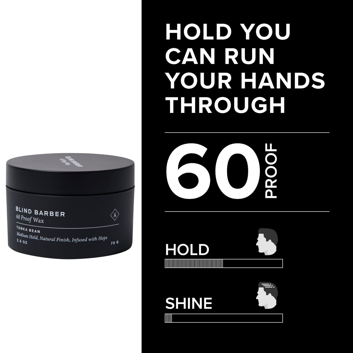 Blind Barber 60 Proof Hair Wax for Men - Water-Based Wax for Hair Styling - Medium, Workable Hold & Shine - Made with Volumizing Hops Extract