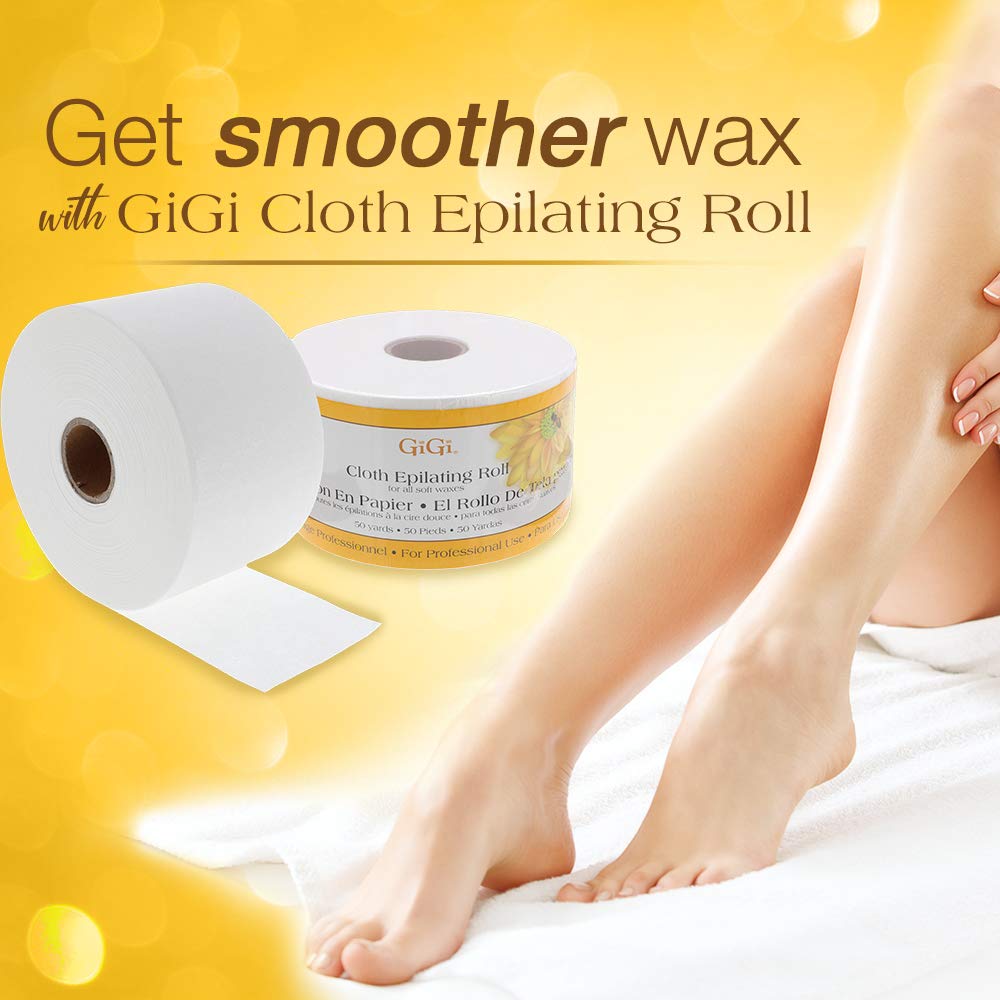 GiGi Non Woven Cloth Epilating Roll for Hair Removal, Facial Waxing Strip Roll For Soft Waxes, 50 Yards
