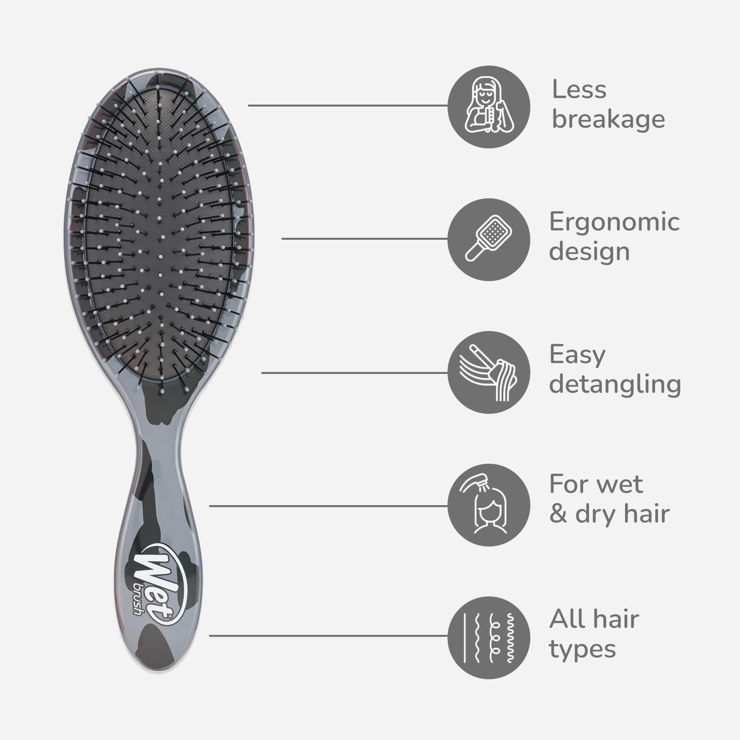 Wet Brush Original Detangler Hair Brush, Dark Gray Leopard (Safari), Ultra-Soft IntelliFlex Bristles, Detangling Bristles Glide Through Tangles (Wet
