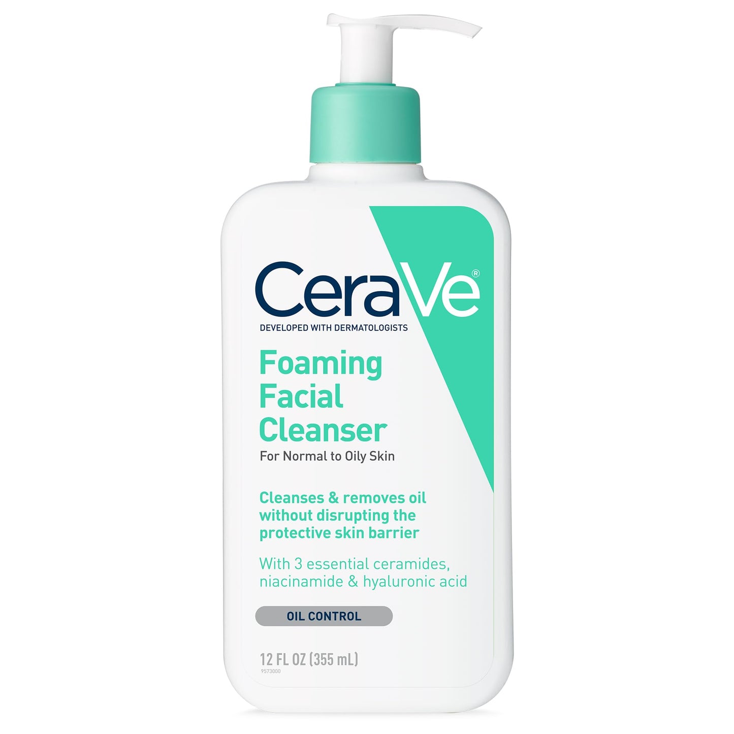 CeraVe Foaming Facial Cleanser, Daily Face Wash for Oily Skin with Hyaluronic Acid, Ceramides, and Niacinamide, Fragrance Free Paraben Free, 12 Fluid