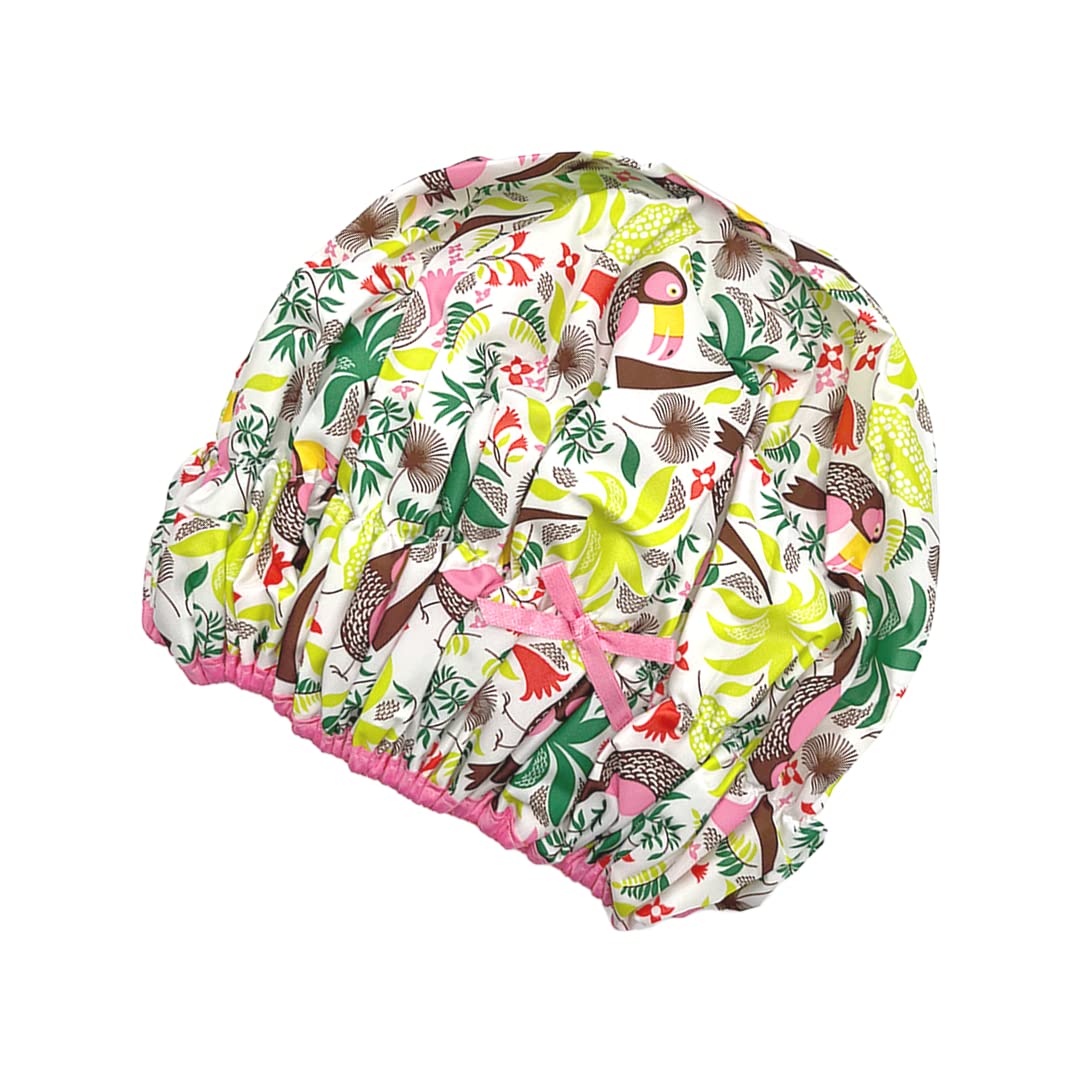 Reusable Bath & Shower Cap Lined, Oversized Waterproof Shower Caps Large Designed for all Hair Lengths with PEVA Lining & Elastic Band Stretch Hem