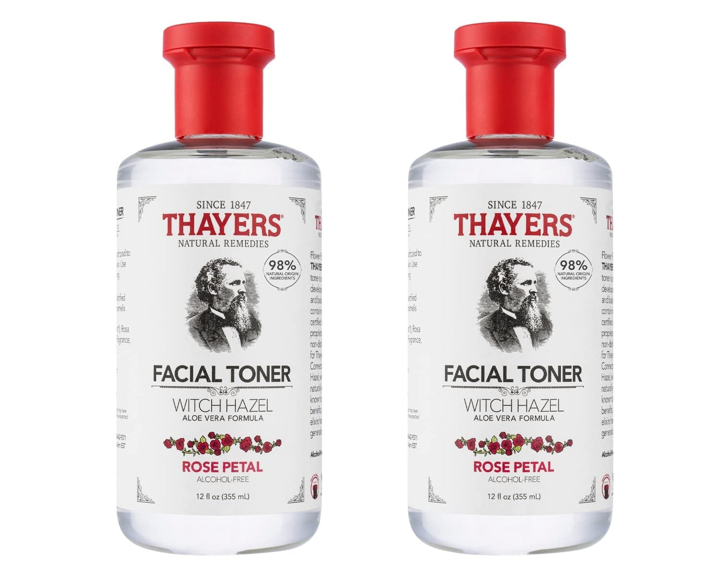THAYERS Alcohol-Free, Hydrating Rose Petal Witch Hazel Facial Toner with Aloe Vera Formula, Vegan, Dermatologist Tested and Recommended, 12 Oz (Pack