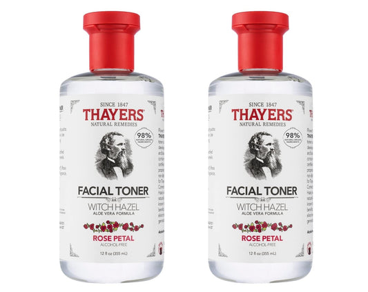 THAYERS Alcohol-Free, Hydrating Rose Petal Witch Hazel Facial Toner with Aloe Vera Formula, Vegan, Dermatologist Tested and Recommended, 12 Oz (Pack