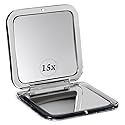 MIRRORVANA Small Compact 15X Magnifying Mirror for Travel - Handheld, Foldable & Lightweight - Mini Pocket-Sized Magnified Mirror for Purse - Square