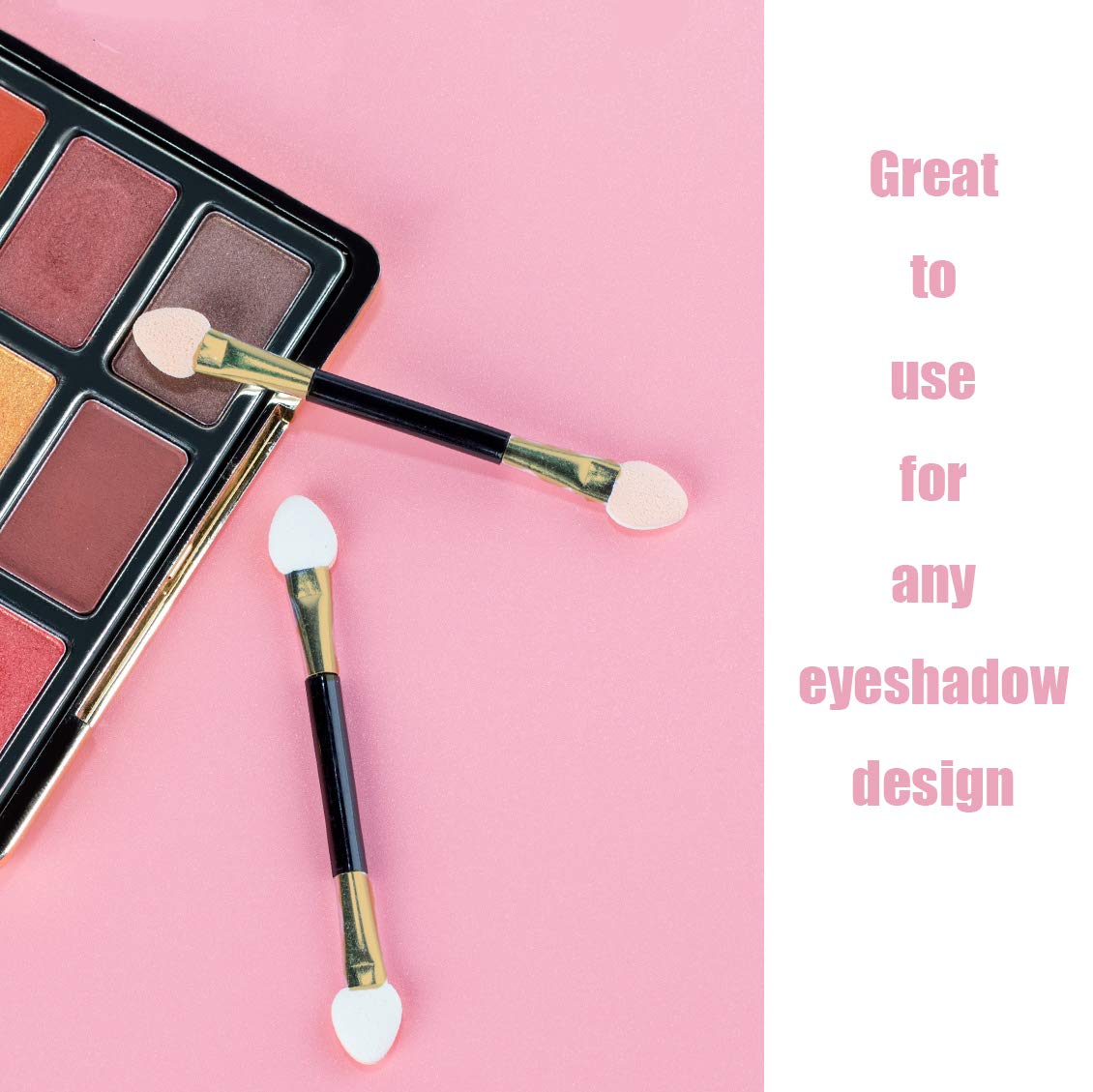 GTVIA 50 Pack Double-end Eye Shadow Brush, Disposable Double Sided Eyeshadow Brush Makeup Applicators Beauty Kit (Gold)