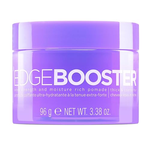 Style Factor Edge Booster Extra Strength & Moisture Rich Pomade | Strong Hold Edge Control Gel for Thick & Coarse Hair | High Shine, Non-Greasy