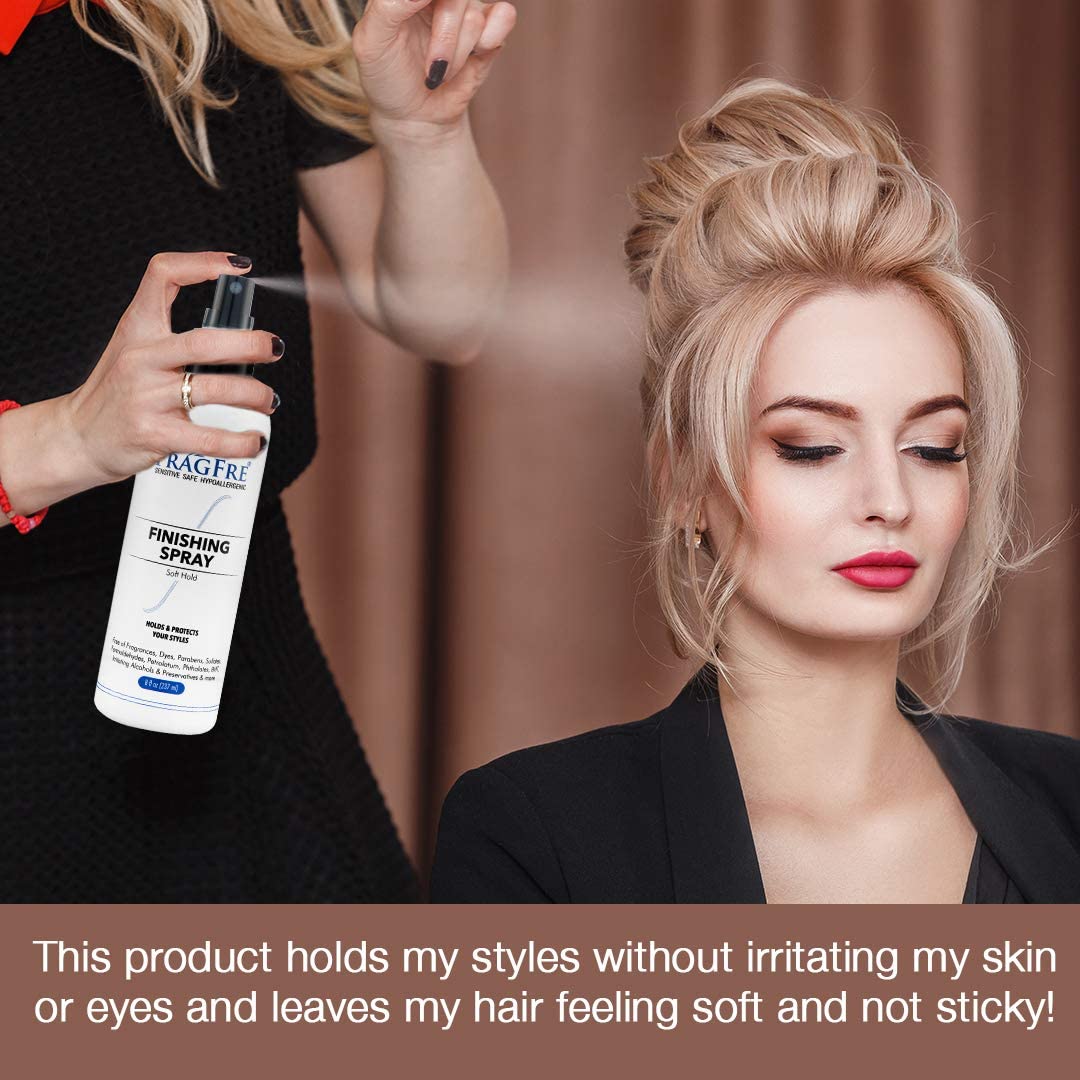FRAGFRE Hair Finishing Spray 8 oz - Flexible Soft Hold - Hair Spray for Sensitive Skin - Fragrance Free Hypoallergenic Parabens Free - Non Irritating