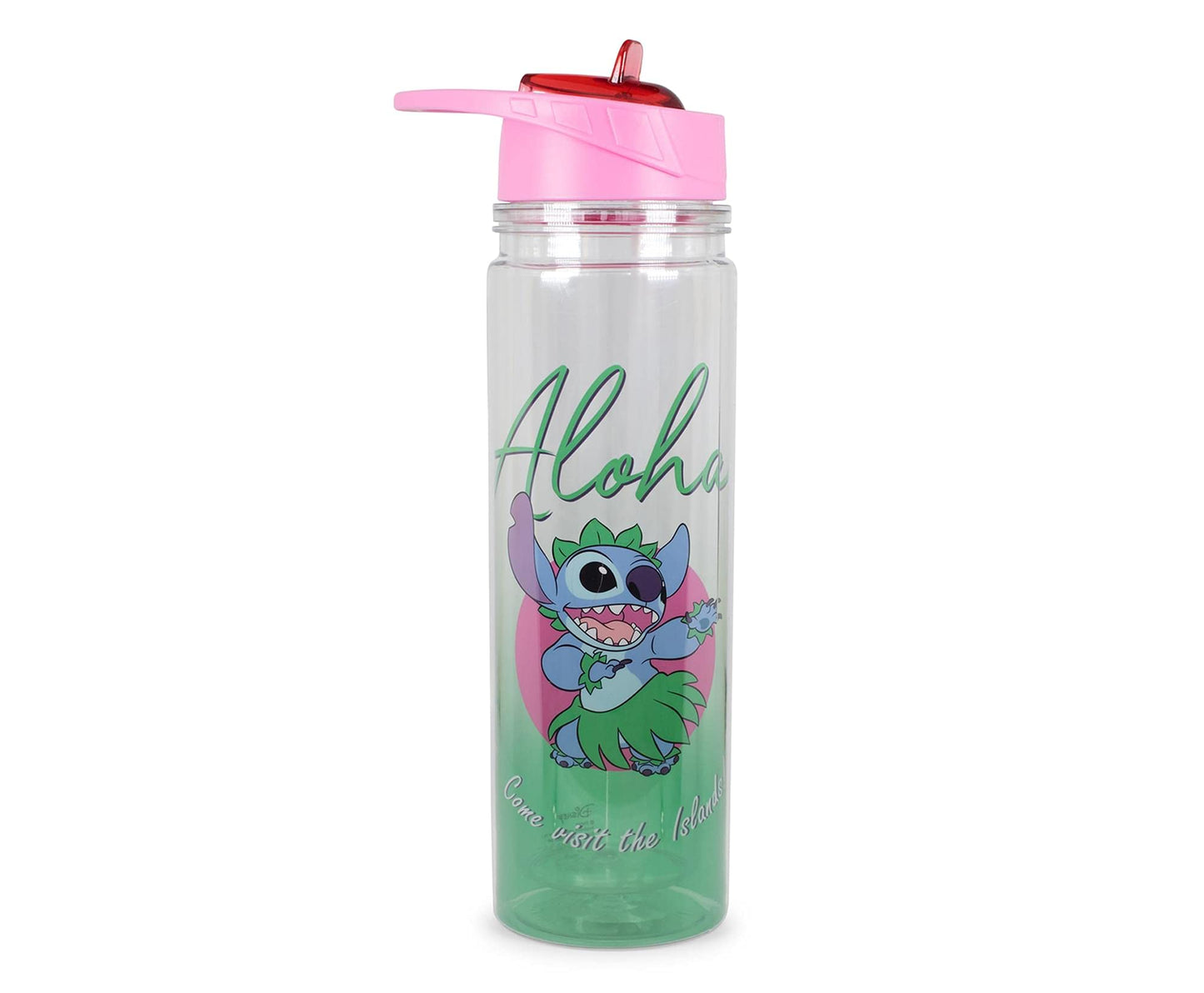 Silver Buffalo Lilo and Stitch Aloha Double Wall Tritan Water Bottle | BPA-Free Plastic Bottle With Screw Top And Flip-Up Straw Lid | Sports