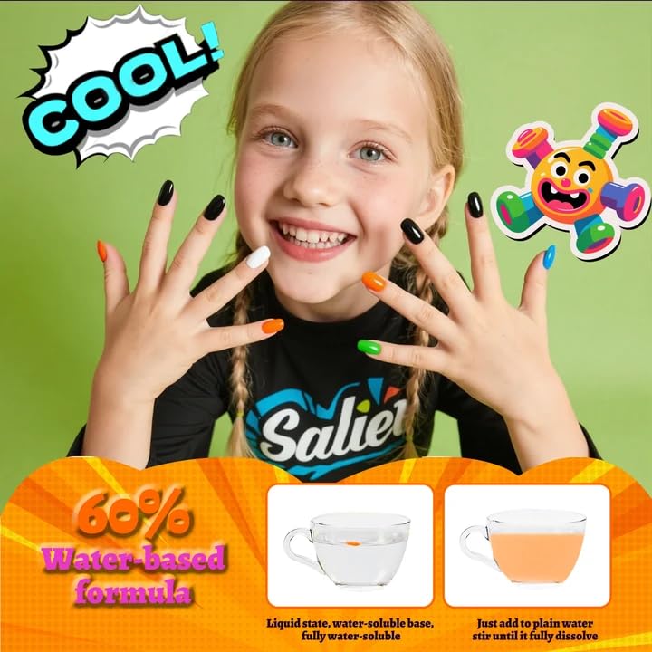 Aieenjor Kids Nail Polish with Stickers, Non-Toxic Toddler Nail Polish, Water-Based, Peelable Polish for Kids, for Party, Holiday Favors, Party Favors Beauty and Personal Care Aieenjor