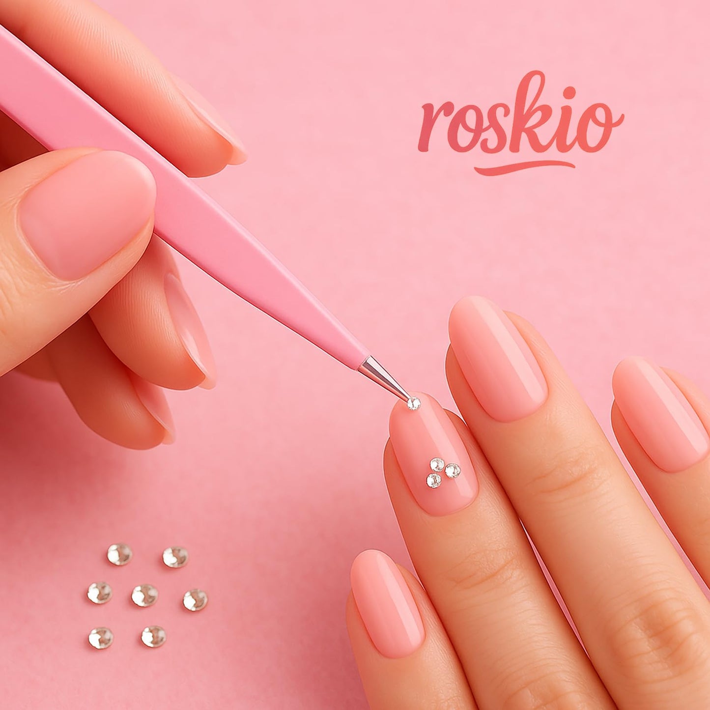 Roskio Nail Tweezer, 2pcs Stainless Steel Straight & Curved Nail Art Tweezers for Stickers, Rhinestone, Eyelash Extension, Nail Stickers, Cuticle