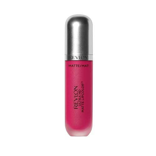 Revlon Ultra HD Matte Lipcolor, Velvety Lightweight Matte Liquid Lipstick in Pink, Temptation (615), 0.2 oz