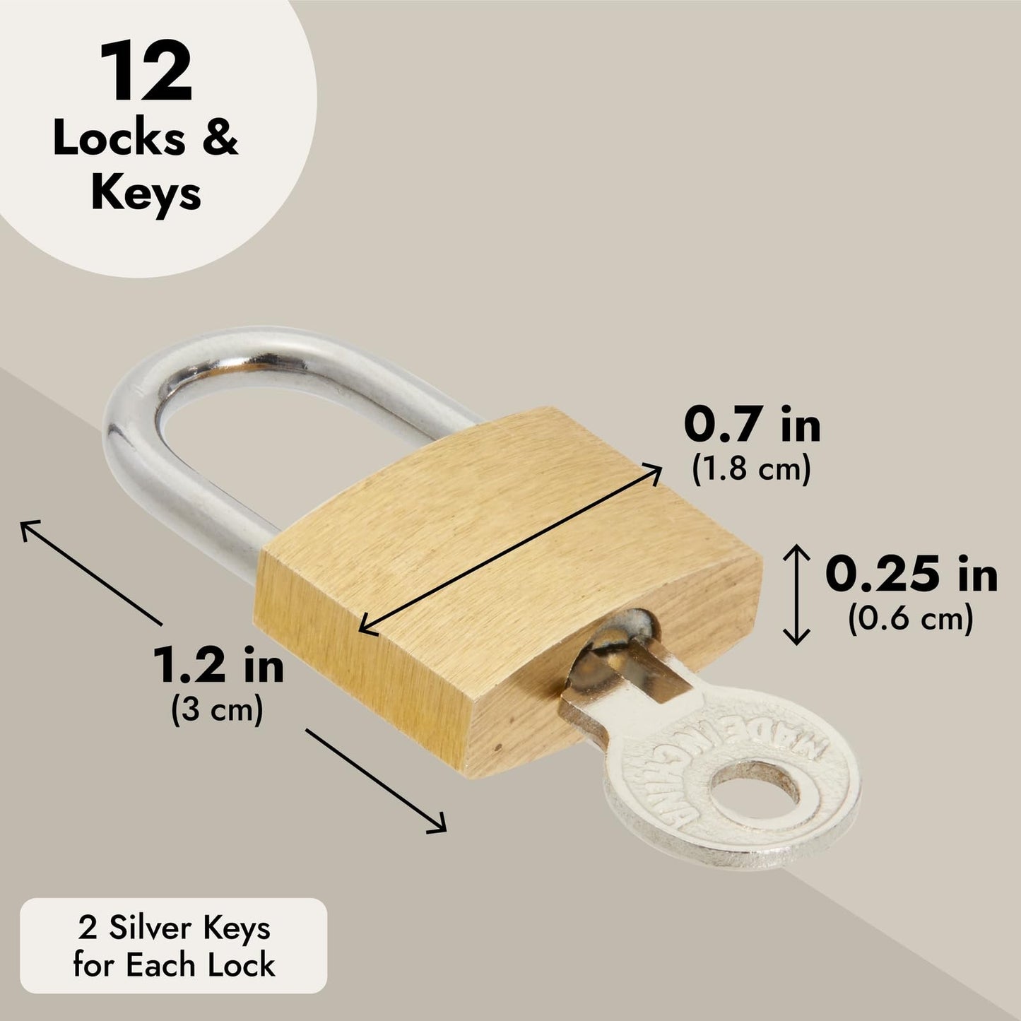 Juvale 12 Pack Small Luggage Locks – 1.2-Inch Mini Padlocks with Keys for Suitcases, Lockers, Gym & Travel