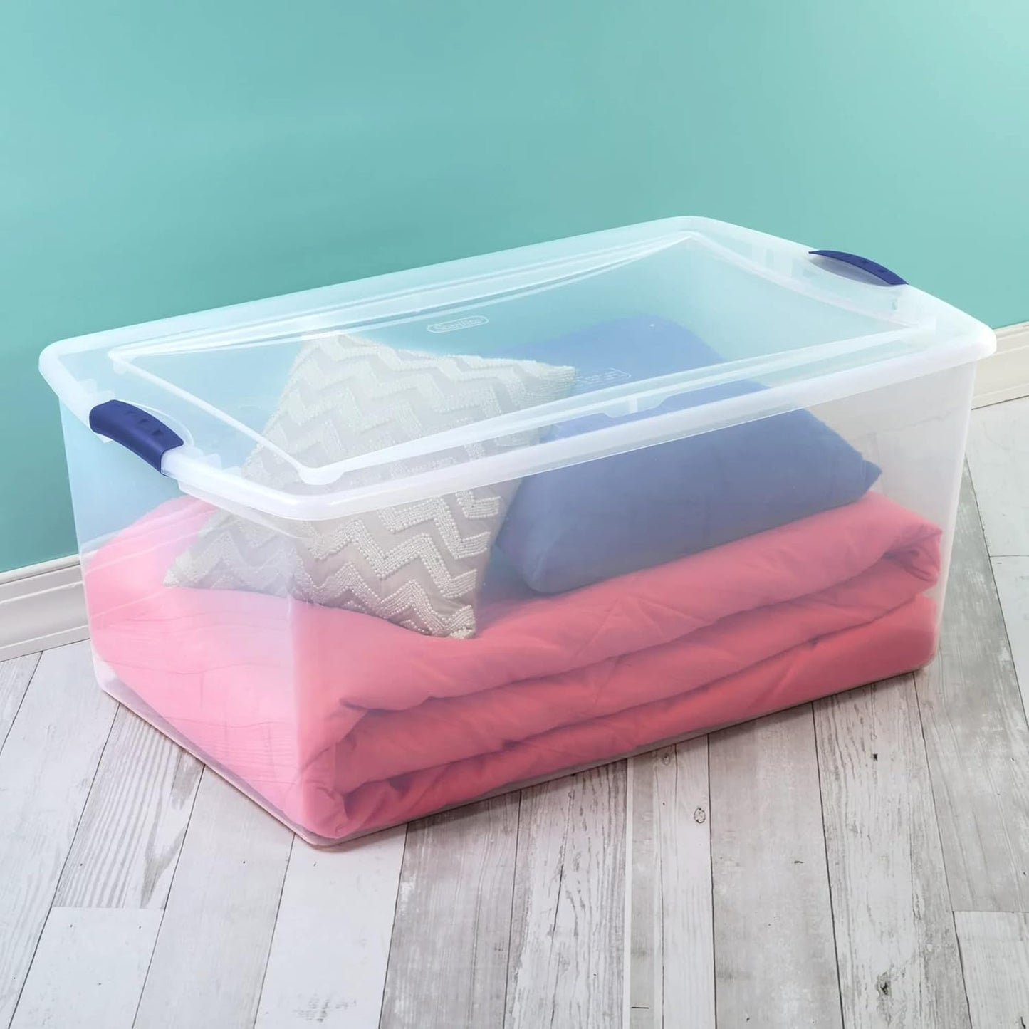 UlovelyM 105 Qt. Latch Box Plastic Storage Bin Tote Organizing Container With Durable Lid, Stackable and Nestable Snap Lid Plastic Storage Bin, 1…