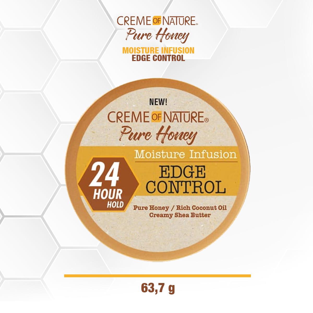 Creme of Nature Pure Honey Moisture Infusion Edge Control, 24-Hour Hold for Sleek Styles, Non-Flaking, Non-Greasy Formula, Stocking Stuffer for Her