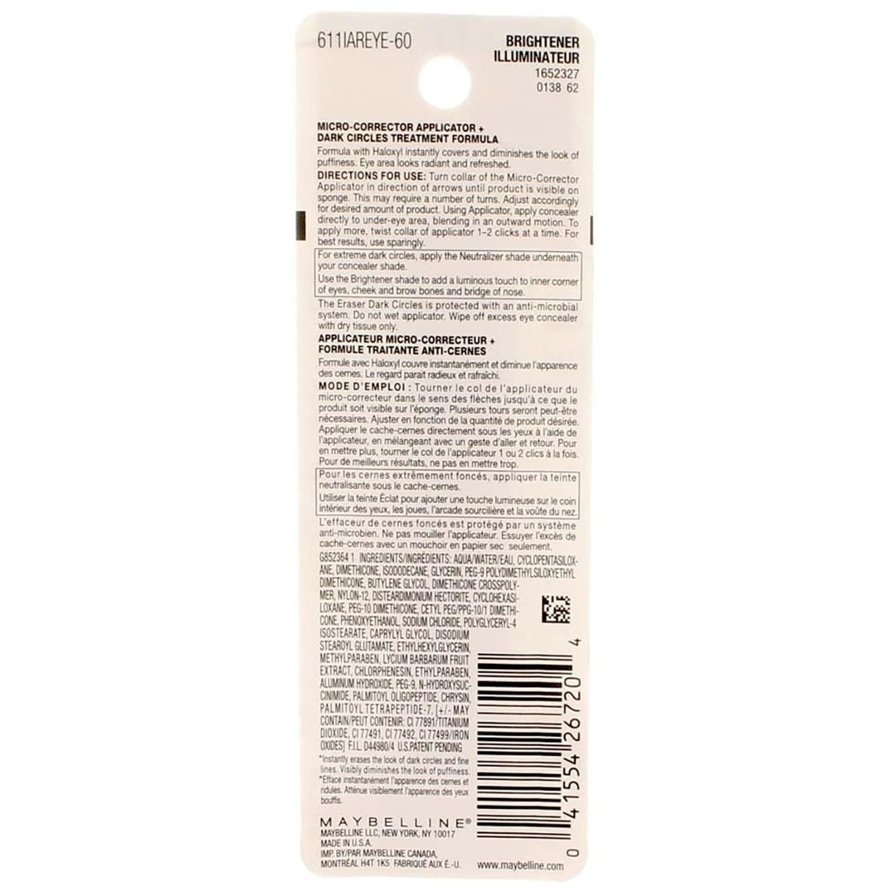 Maybelline Instant Age Rewind Eraser Dark Circles Treatment Concealer, [160] Brightener 0.2 oz (Pack of 3)
