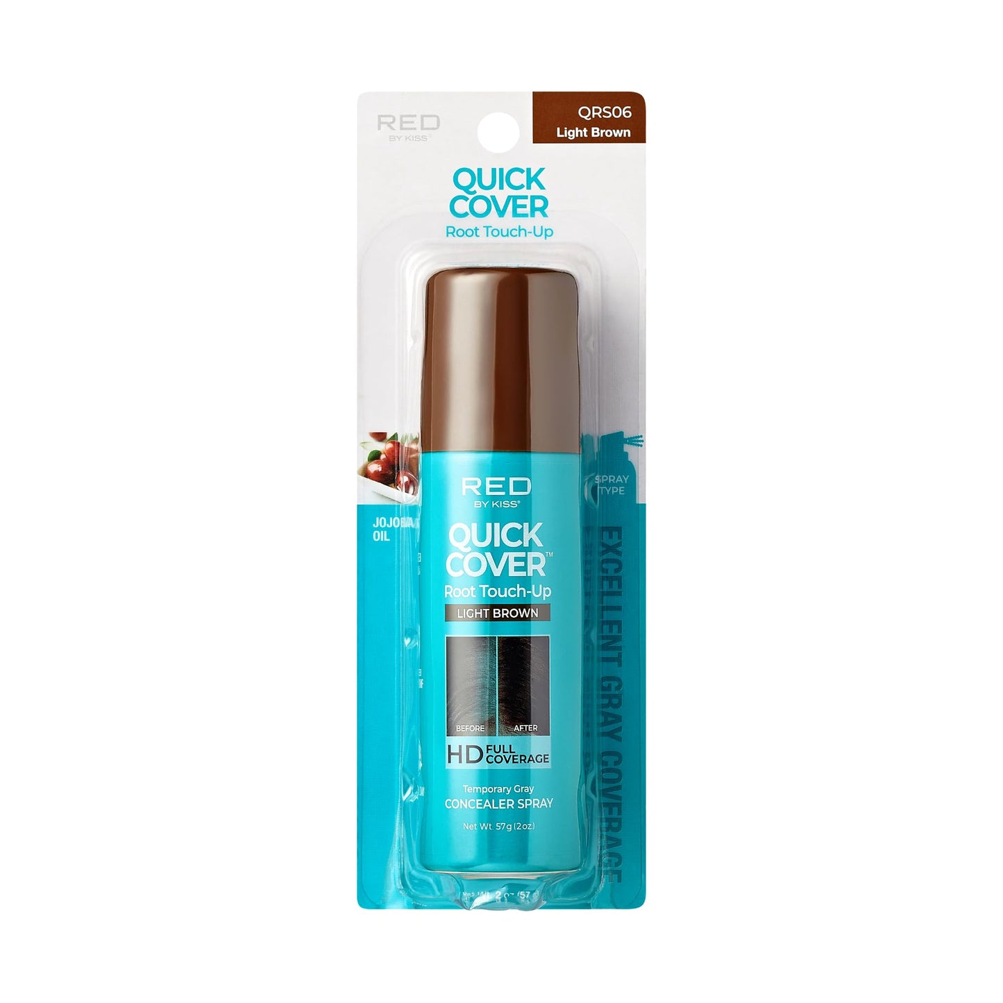 Red by Kiss Quick Cover Root Touch-Up Spray, Waterproof & Smudge-Proof Gray Coverage, Quick-Dry Formula with Jojoba Oil, Lightweight & Travel-Friendly