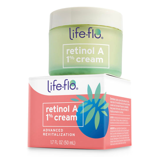 LIFE-FLO Retinol Face Cream - Face Moisturizer and Neck Cream w/ 1% Retinol Vitamin A, Green Tea and Vitamin E - Refines Skin, Minimizes Appearance