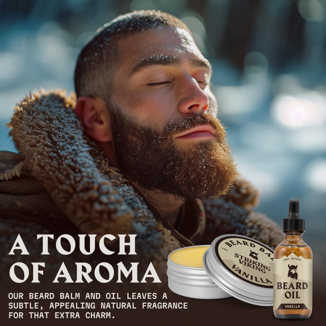 Striking Viking Beard Oil and Balm - Leave in Beard Conditioner - Tames, Styles, Softens, and Moisturizes Beards and Mustache - Made with All Natural
